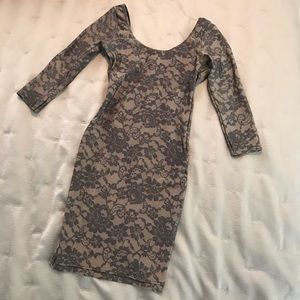 Tan Open Back Mini Dress